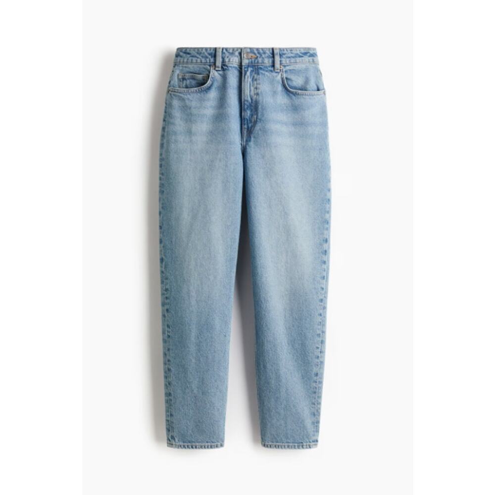 H&M Mom Jeans High Waist Tapered Ankle Denim Light Wash Size 10